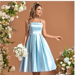 Brand New Shein Solid Pleated Cami Bridesmaid Dress Size XL (12) in Baby Blue